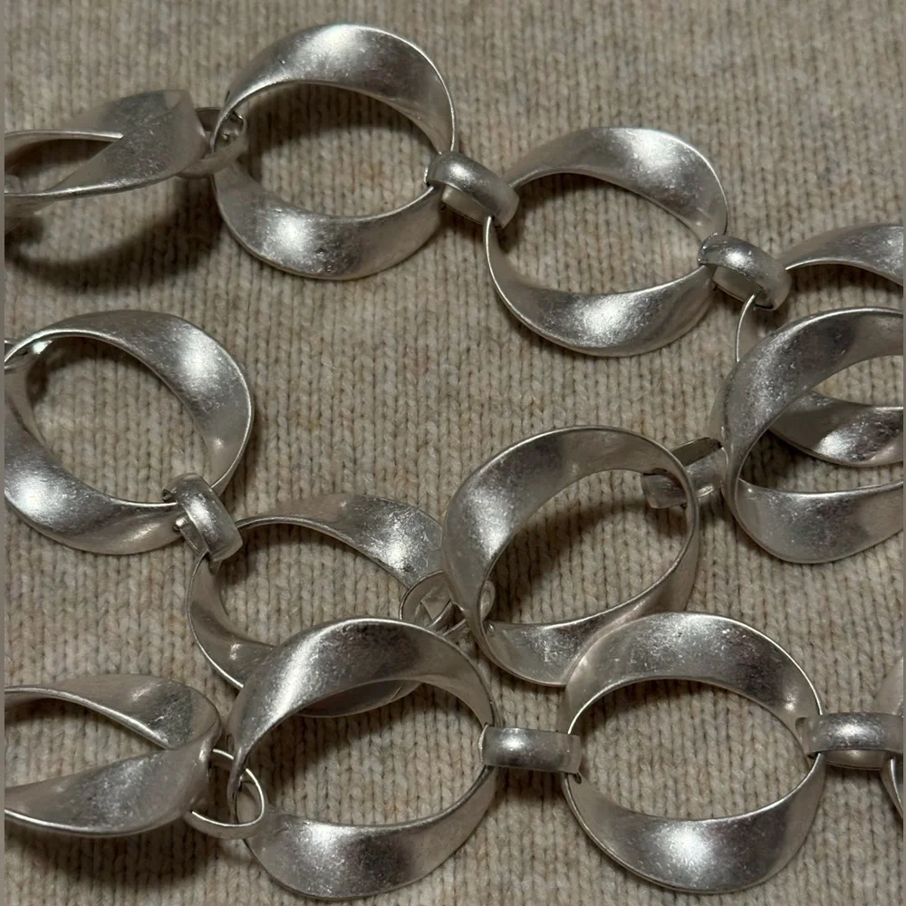 Mango Silver-Tone Linked Circle Statement Necklace - Women Jewelry